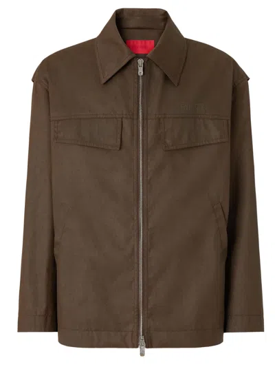 Ferrari Men's Zip Fastening Point Collar Long Sleeve Jacket In Green