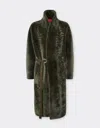 Ferrari Merino Wool Coat With Astrakhan Effect In Green