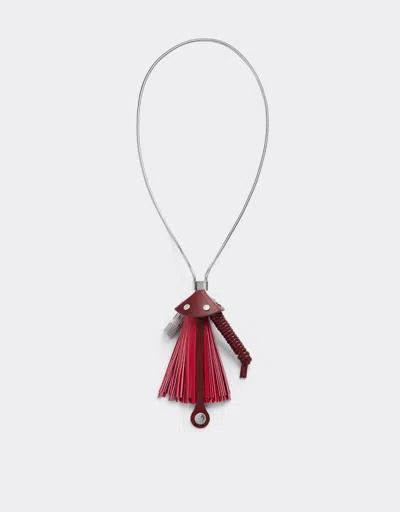 Ferrari Metal And Leather Necklace In Red