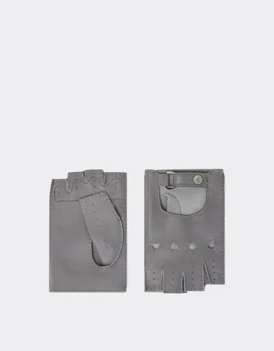 Ferrari Kids'  Miami Collection Fingerless Driver Gloves In Nappa Leather In Dark Grey
