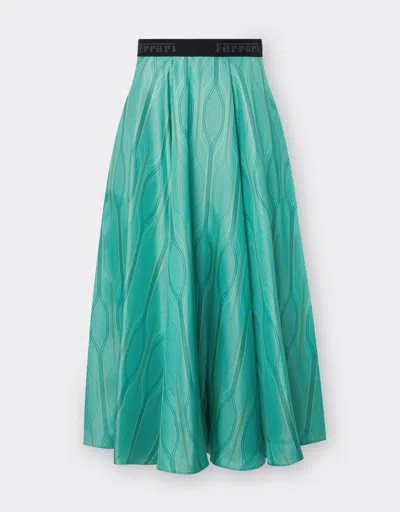 Ferrari Miami Collection Long Skirt In Silk In Aquamarine
