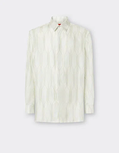 Ferrari Miami Collection Long-sleeved Shirt In Silk In Optical White