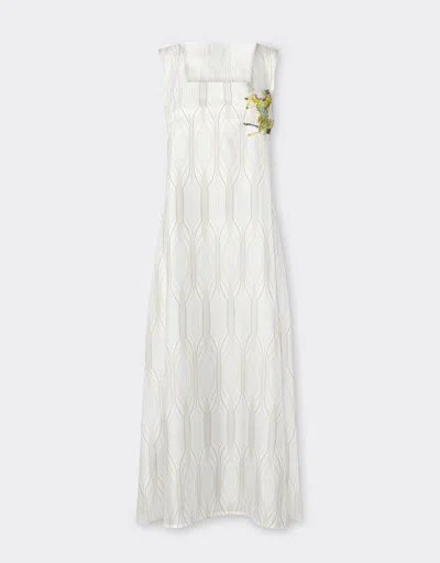 Ferrari Miami Collection Silk Dress In Optical White