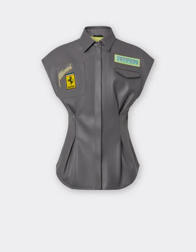 Ferrari Miami Collection Vest In Nappa Leather In Dark Grey