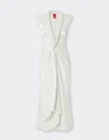 Ferrari Midi Dress In Shiny Viscose In Ecru