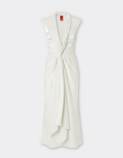 Ferrari Midi Dress In Shiny Viscose In Ecru
