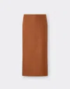 Ferrari Midi Skirt In Linen And Viscose Gabardine In Tabacco