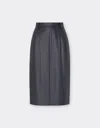 Ferrari Midi Skirt In Nappa Leather In Navy