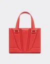 Ferrari Mini Bag In Textured Leather In Rosso Dino