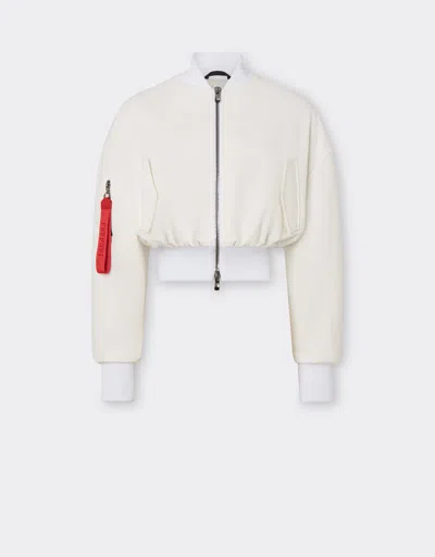 Ferrari Mini Bomber Jacket In Cotton In Optical White