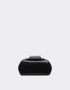 Ferrari Mini Bowling Bag In Glossy Brushed Leather In Black