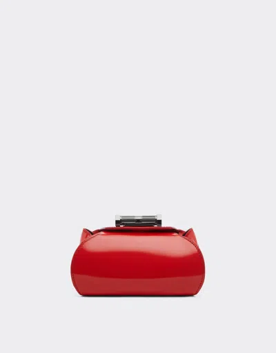 Ferrari Mini Bowling Bag In Glossy Brushed Leather In Rosso Dino