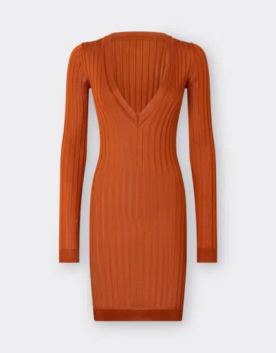 Ferrari Mini Dress In Silk Yarn In Hide