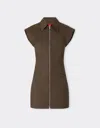 Ferrari Mini Dress In Technical Gabardine With A Vintage Effect In Green