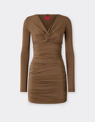 Ferrari Mini Dress In Viscose Crepe Jersey In Brown