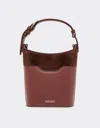 Ferrari Mini Shearling Bucket Bag In Brown