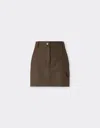 Ferrari Mini Skirt In Technical Gabardine With A Vintage Effect In Green