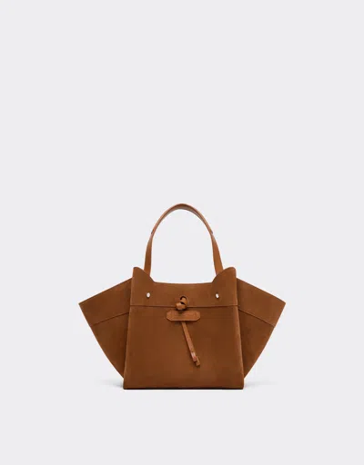 Ferrari Mini Suede Tote Bag In Brown