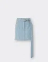 Ferrari Miniskirt In  Frayed Faded Denim In Light Denim