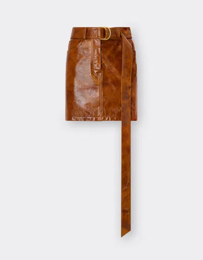 Ferrari Miniskirt In Radica Leather In Brown
