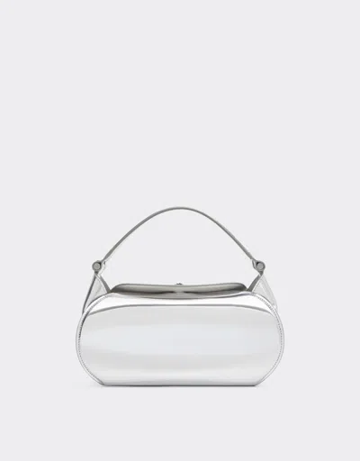 Ferrari Mirrored Leather Handbag In Silver