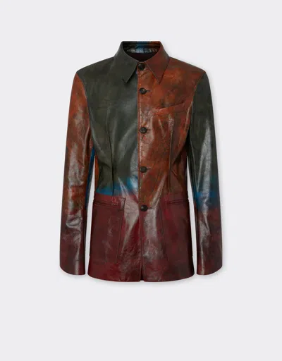 Ferrari Misted Leather Blazer In Multi