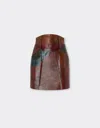 Ferrari Misted Leather Mini Skirt In Brown