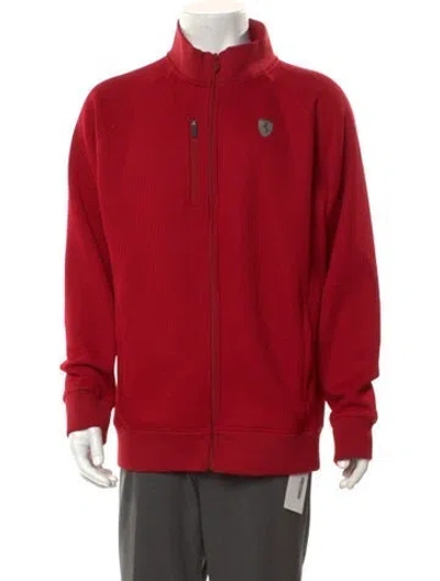 Pre-owned Ferrari Mock Neck Long Sleeve Cardigan In Red