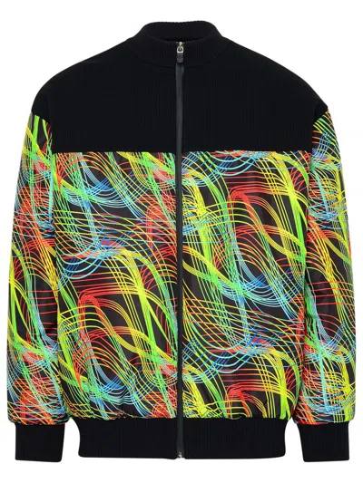 Ferrari Multicolor Nylon Bomber Jacket In Black