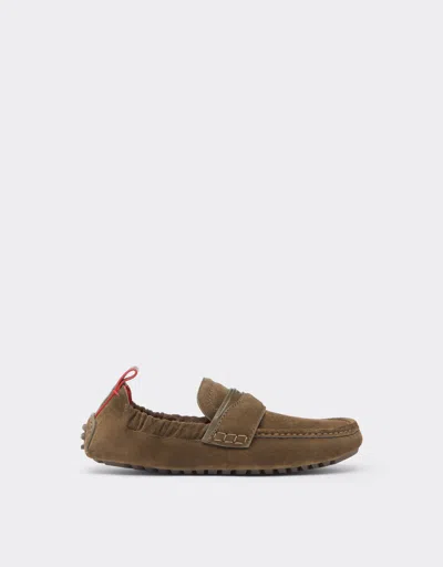 Ferrari Suede Leather Driver Shoes In Green