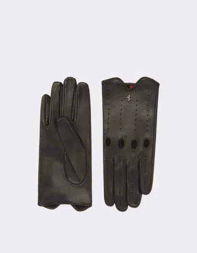 Ferrari Nappa Leather Driving Gloves In Black
