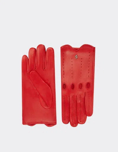 Ferrari Kids'  Nappa Leather Driving Gloves In Rosso Corsa
