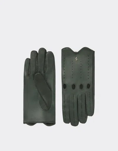 Ferrari Nappa Leather Driving Gloves In Verde Bottiglia