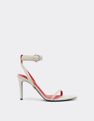 Ferrari Nappa Leather Heeled Sandals In White