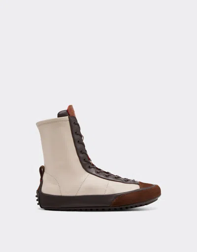 Ferrari Nappa Leather, Suede And Stretch Fabric High-top Driver Sneaker In Sand