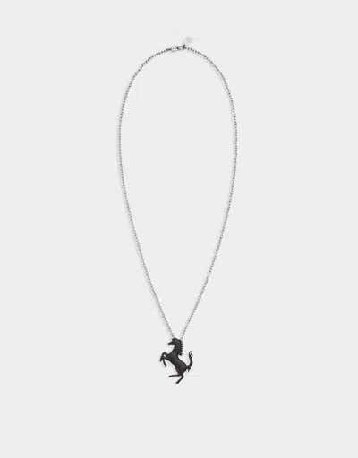 Ferrari Necklace With Prancing Horse In Black