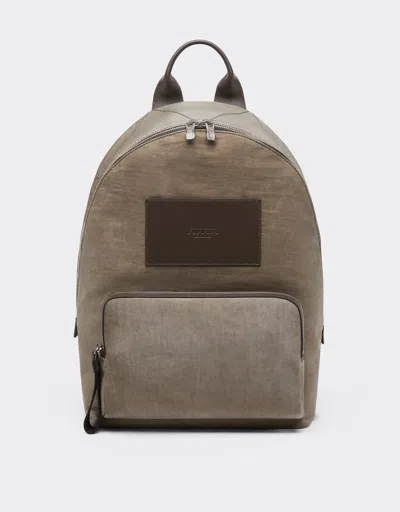 Ferrari Nylon And Leather Backpack In Brown