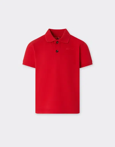 Ferrari Organic Cotton Polo Shirt With  Logo In Red