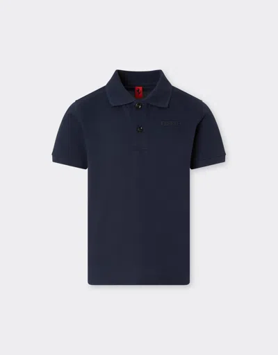 Ferrari Organic Cotton Polo Shirt With  Logo In Blue