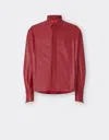 Ferrari Overshirt Jacket In Draped Nappa Leather In Red