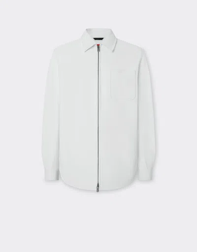 Ferrari Overshirt Jacket In Liquid Leather In Optical White