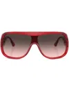 Ferrari Oversized Frame Sunglasses In Transparent Red