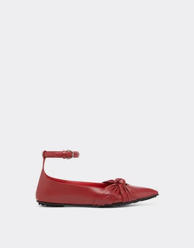 Ferrari Patent Leather Ballet Flats In Red