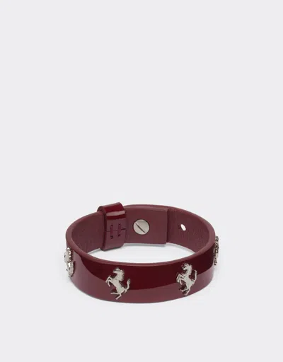Ferrari Kids'  Patent Leather Bracelet With Studs In Burgundy