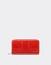 Ferrari Patent Leather Wallet With Zip In Rosso Dino