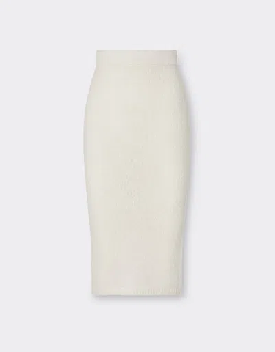 Ferrari Pencil Skirt In Cashmere And Merino Wool In Ivory