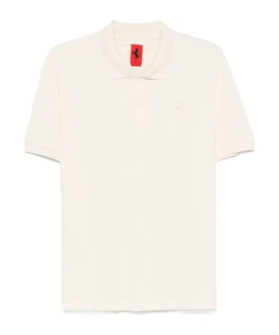 Ferrari Piqué Polo Shirt In White
