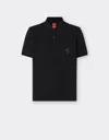 Ferrari Polo Shirt With Prancing Horse Patch Logo In Black