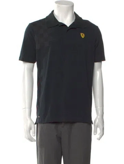 Pre-owned Ferrari Plaid Print Collar Polo Shirt In Multicolor
