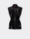 Ferrari Pleated Shirt In Liquid Satin In Black